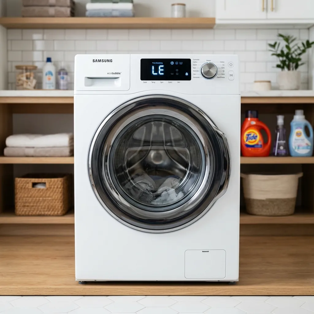 Khắc phục lỗi LE (rò rỉ nước) trên máy giặt Samsung WW90T634DLE 2 Lỗi LE (hoặc LC) trên máy giặt Samsung cửa ngang là gì?