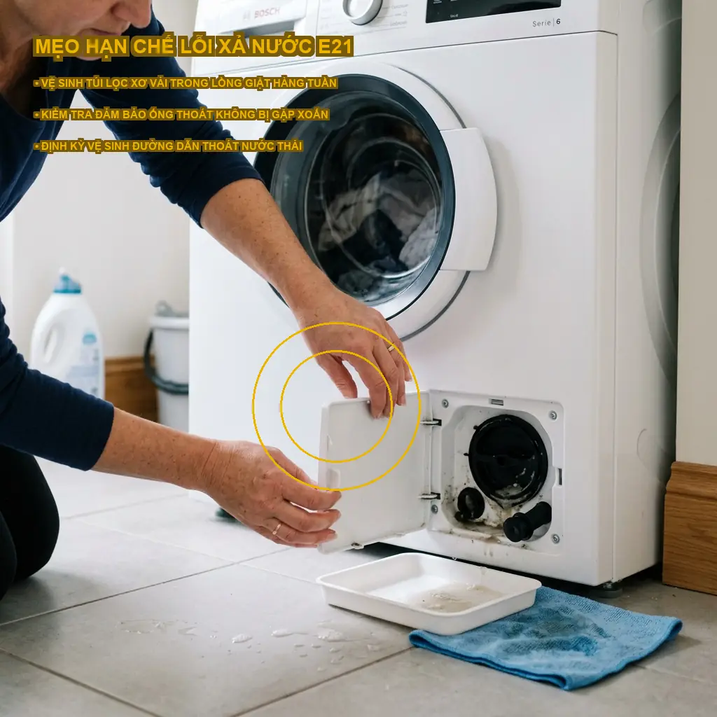 Nguyên nhân máy giặt Electrolux EWT1254DCWA báo lỗi E21 4 Kinh nghiệm bảo trì máy giặt hạn chế lỗi E21