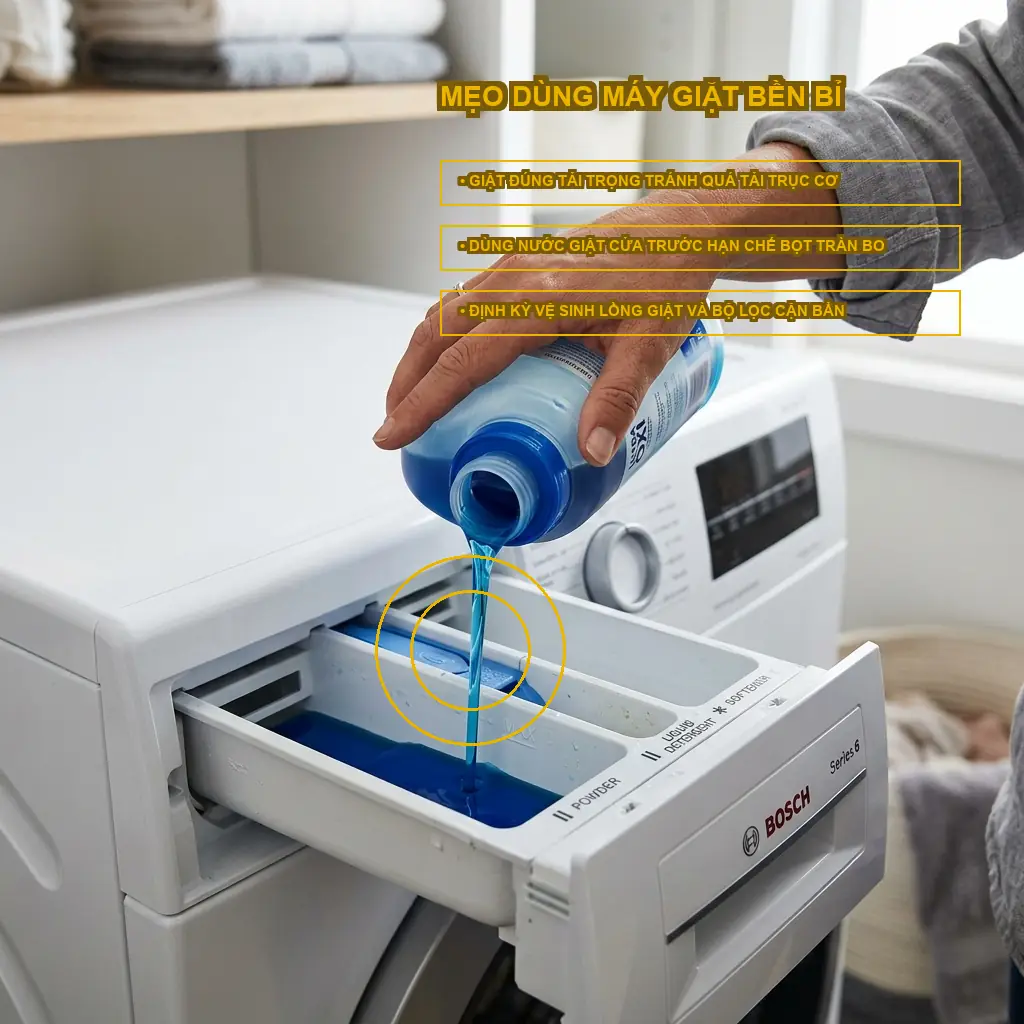 Sửa lỗi E52 động cơ máy giặt Electrolux EWF9024ADSA đúng kỹ thuật 4 Kinh nghiệm sử dụng máy giặt Electrolux lâu bền