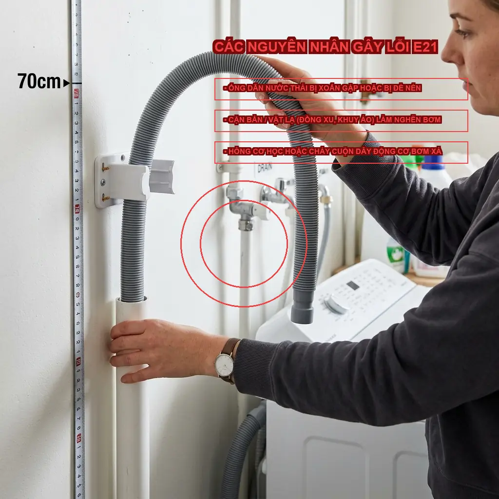 Nguyên nhân máy giặt Electrolux EWT1254DCWA báo lỗi E21 3 Các nguyên nhân chính khiến máy giặt báo lỗi E21
