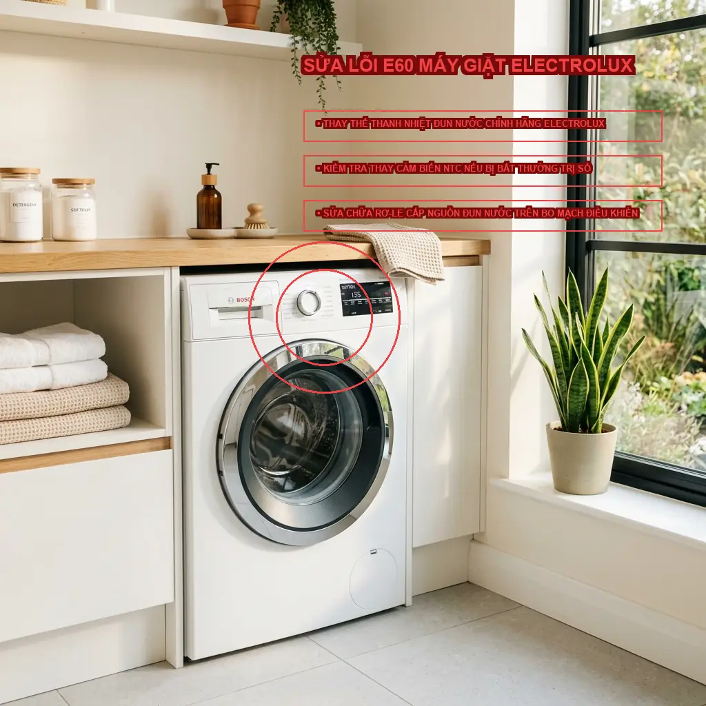 Cách sửa lỗi E60 nhiệt độ nước máy giặt Electrolux EWF1024BDWA an toàn