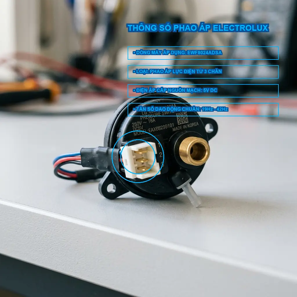 Khắc phục lỗi E31 phao áp lực trên máy giặt Electrolux EWF8024ADSA 2 Thông số kỹ thuật phao áp lực máy giặt Electrolux EWF8024ADSA