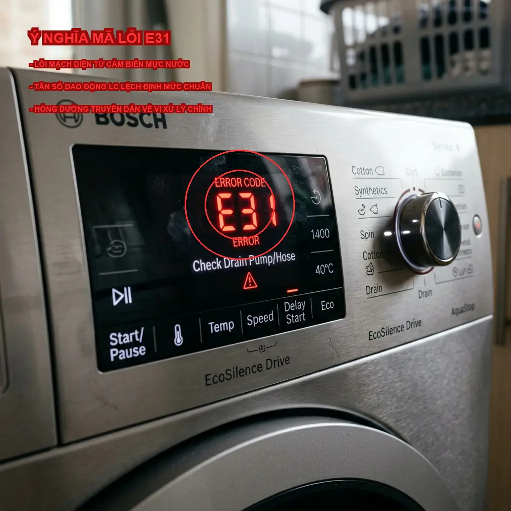 Khắc phục lỗi E31 phao áp lực trên máy giặt Electrolux EWF8024ADSA 3 Ý nghĩa mã lỗi E31 và cơ chế hoạt động của cảm biến mực nước